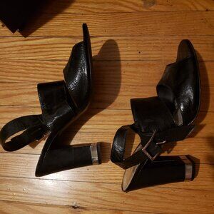 BCBGirls Heeled Black Leather Sandal Size 39